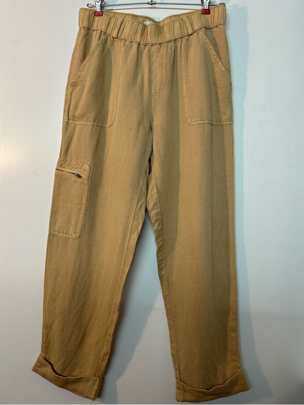 Nicole Miller Linen Lyocel pull on cuffed cargo pants small
